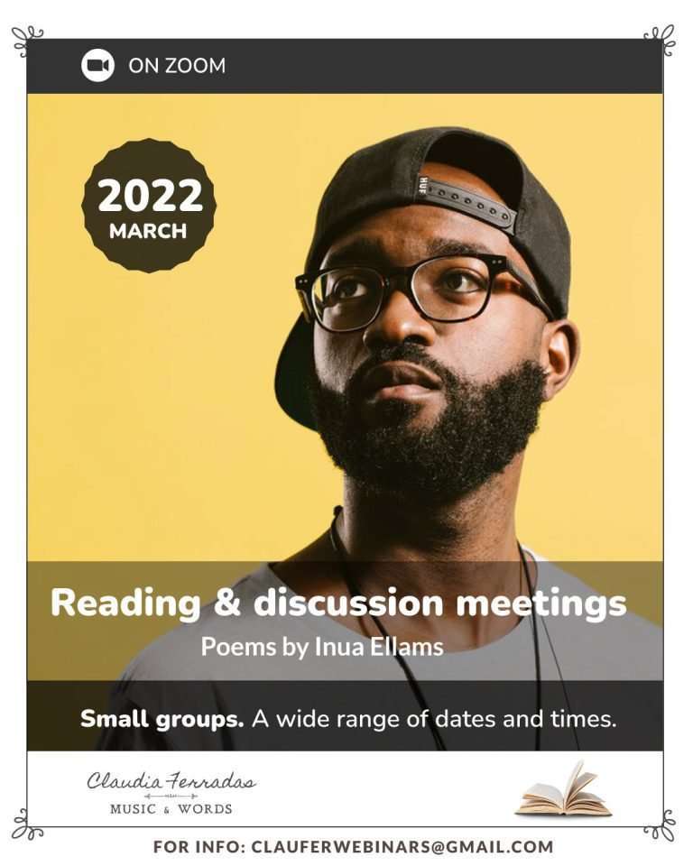 Reading & discussion meetings: Poems by Inua Ellams · Marzo 2022